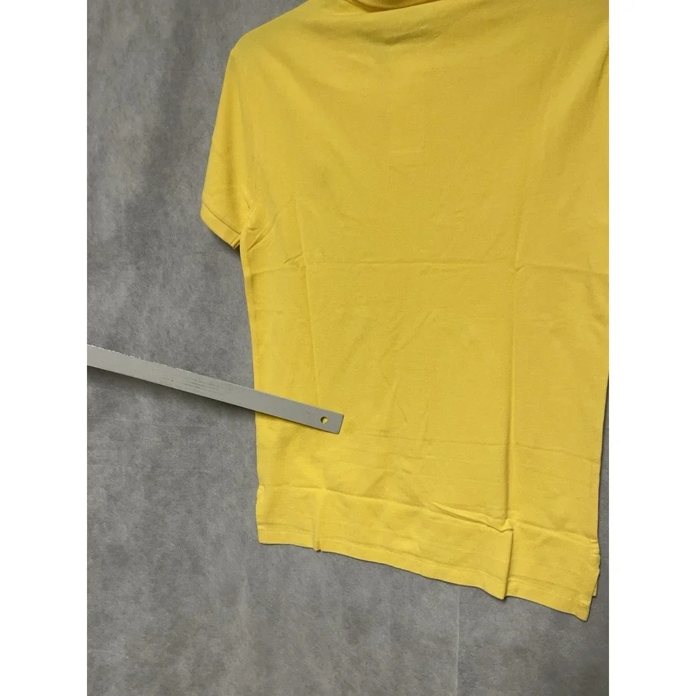 NWT Polo Ralph Lauren Polo Shirt Men M Yellow Slim Pique Embroidered Blue Pony
